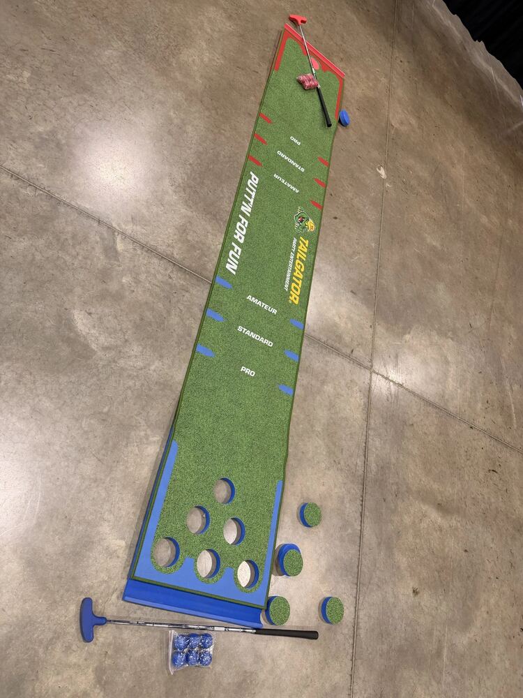 Putting Pong game mat add-on, laid out and ready to play